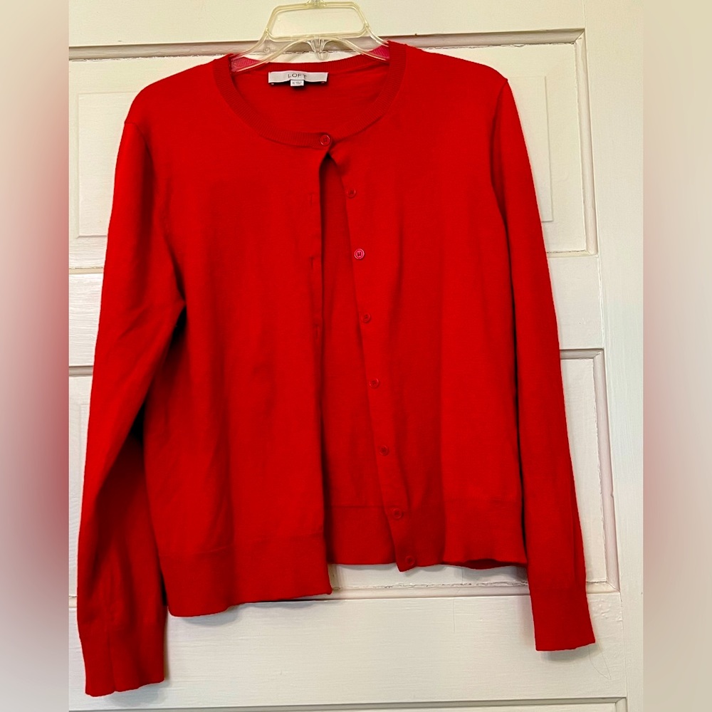 - LOFT Cardigan Sweater Red Size XL Excellent Condition